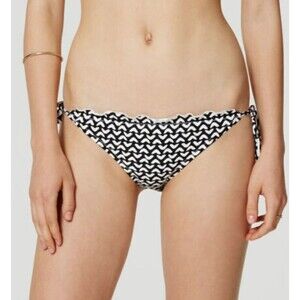 Ann Taylor Loft Bikini Swim Bottom NEW Beach Black White Size Large Side Tie